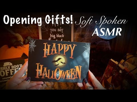 ASMR Opening Gifts for halloween! (Soft Spoken Version) Unboxing from California & Minnesota!