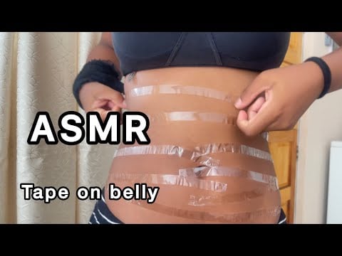ASMR Sticky Tape on Belly 