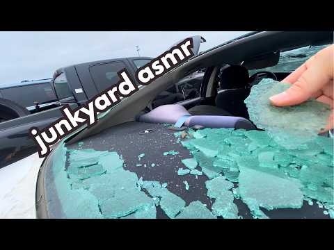exploring junkyard - fast tapping on cars asmr