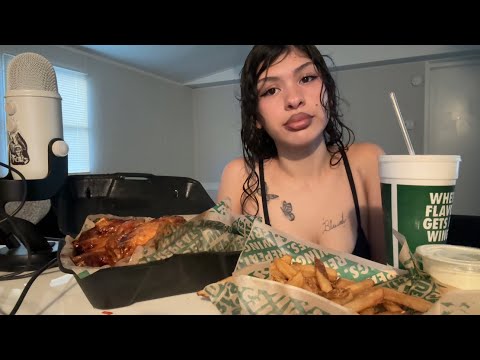 ASMR wingstop mukbang | crispy wings, french fries