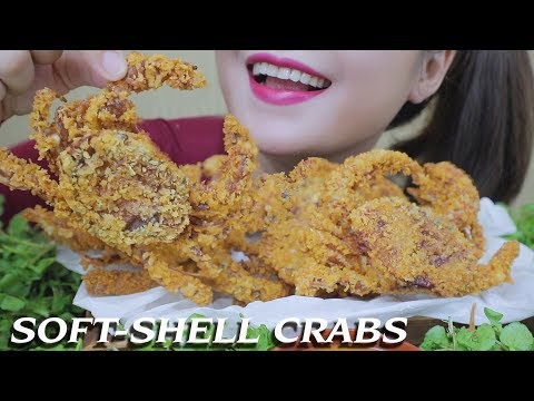 ASMR DEEP FRIED SOFT-SHELL CRABS & WATERCRESS | EXTRME CRUNCHY EATING SOUNDS | LINH-ASMR