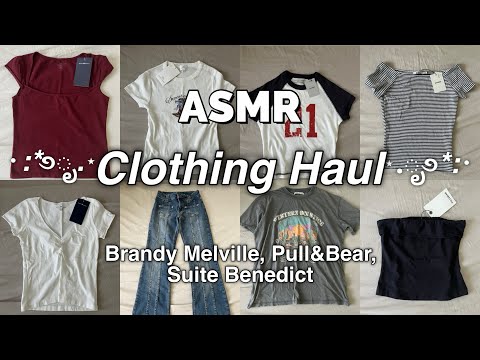 ASMR Clothing Haul 🛍🤍𐙚⋆°｡⋆♡ (Brandy Melville, Pull&Bear, Suite Benedict) | Lofi