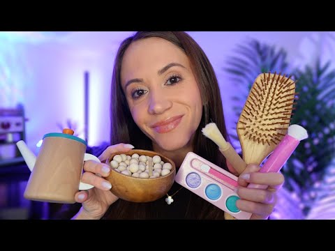 ASMR Wooden Makeup, Skincare, Haircut & Manicure 💄 (w/ wooden soup, tea, & layered sounds)