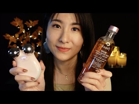 ASMR Cozy Autumn Spa 🍂🍵🕯️- Relaxing Facial, Face+Scalp+Neck Massage (Soft Spoken)