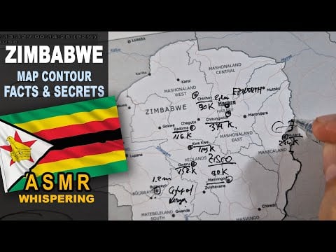 ASMR: Map of ZIMBABWE tracing | Important CITIES less known facts | ASMR maps and facts
