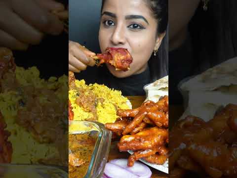 ASMR Eating Tari Wala Chicken Curry,Drumstick,Leg Piece Fry,Naan,Rice Big Bites ASMR Eating Mukbang