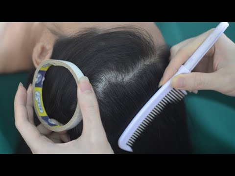 ASMR Relaxing Hair Sounds, Hair Combing With Comb On Real Person For Anxiety Relief
