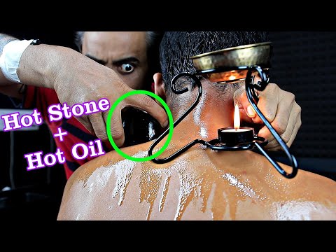 Neck And Shoulder Pain Relief Hot Oil With Hot Stone Massage ASMR | Neck Cracking Relaxation asmr