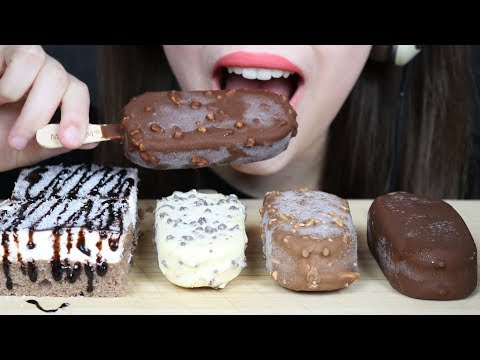 ASMR MAGNUM CHOCOLATE ICE CREAM BARS + Cream Cheese Cake (CRUNCHY & SOFT Eating Sounds) No Talking