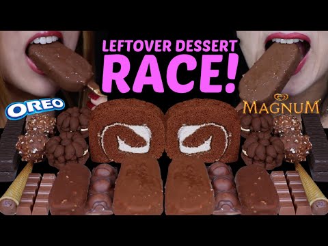 ASMR LEFTOVER DESSERT RACE! WATERMELON GUMMY, OREO ICE CREAM, PURPLE ...