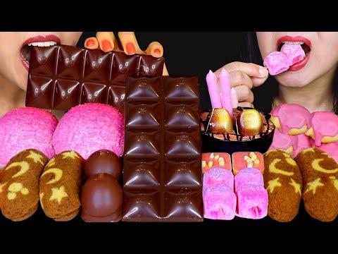 ASMR GIANT DARK CHOCOLATE STRAWBERRY BAR, CHOCO MOCHI, MARSHMALLOW, CHEESECAKE, HOSTESS SNOBALL 먹방