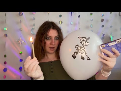 ASMR | Big Balloons Popping With Matches + Latex Gloves | Spit Painting