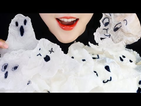 EDIBLE GHOST ASMR FRIED RICE PAPER ASMR HALLOWEEN FOOD ASMR 👻