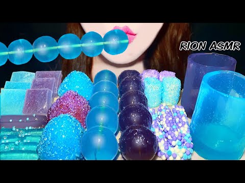 ASMR MUKBANG 먹방 咀嚼音 食べる音 EATINGSOUNDS NOTALKING CLEAR BLUE PURPLE DESSERTS KOHAKUTO TANGHULU