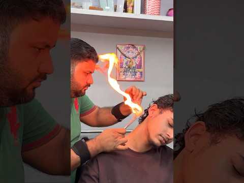 ASMR Barber Shamboo Fire Massage Waris Barber New Back Tool #asmr #satisfyingvideo #deeprelaxation