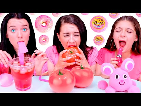 ASMR Pink Candy Party Eating Only One Color Food Best Video Compilation #mukbang