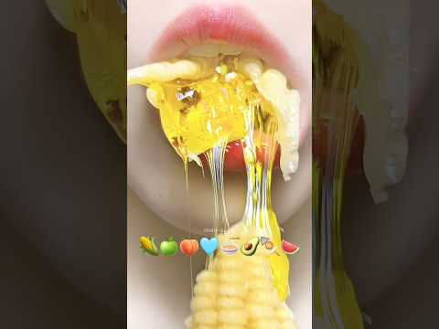 Asmr Eating Honey Chocolate Gummy Jelly Wax Candy Emoji Food 🥝🍯🍓 #meoasmr