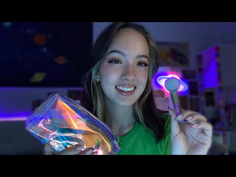 ASMR | mic brushing, camera brushing, and hand sounds + (BRUSH HAUL and positive energy) 🍄🔮🍃