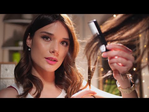 ASMR Realistic Hair Cut , Shampoo , Scalp Massage - Relaxing Roleplay for Sleep