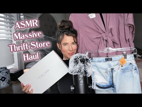 ASMR Massive Thrift Store Haul - Fabric Scratching (Whispered)