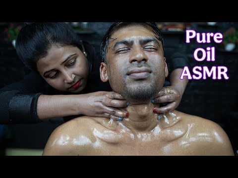 Oil shower Or Oli Massage ? Deep Oil Scalp Massage & Shoulder Massage ASMR By Lady Barber Chaitali