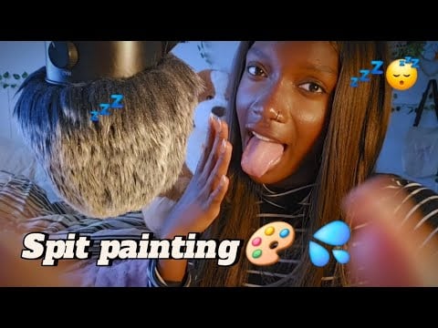 ASMR Spit painting, mouths sounds & mic scratching 😴💤(special video)