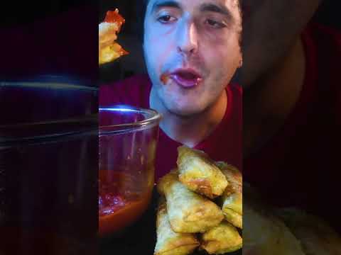 ASMR Eating PIZZA EGG ROLLS #shorts