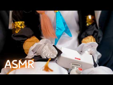 Sleepy Ear Cleaning ASMR | Blue Archive Mari Cosplay, Fabric Sounds & Satin Gloves
