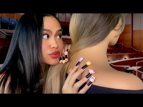 ASMR That Girl In Class Who’s In EVERYONE’S Business Plays W/ Your Hair + Back Scratch & Tracing RP