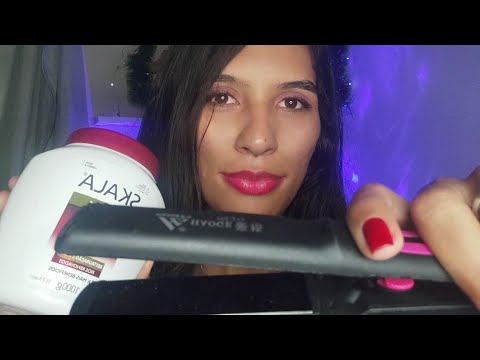 ASMR HIDRATANDO E FAZENDO CHAPINHA NO SEU CABELO P/ O ANO NOVO ✨