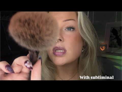 ASMR- Doing your makeup/ inaudible whispers/ mouth sounds/ Super relaxing w subliminal 