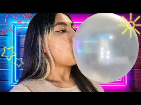 ASMR Chewing Green Apple Super Bubble Gum , Amazing Bubbles !