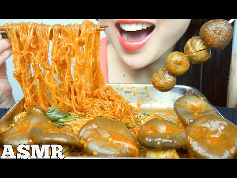 ASMR OYSTER MUSHROOMS SPICY ENOKI MUSHROOMS CLEAR NOODLES (EATING SOUNDS) NO TALKING | SAS-ASMR