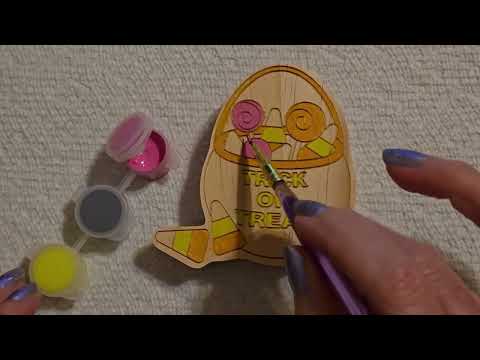 ASMR | Painting Wooden Halloween Decorations (Soft Spoken)