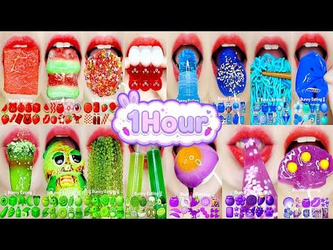 ASMR RAINBOW EMOJI FOOD 1 HOUR COMPILATION 🌈 Satisfying Eating Sounds for Sleep