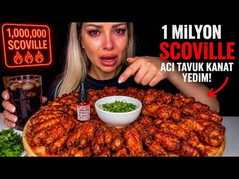 1 MİLYON SCOVILLE ACILI TAVUK KANAT YEDİM! (Gözlerimden Yaş Geldi)🥵 TÜRKÇE ASMR MUKBANG￼