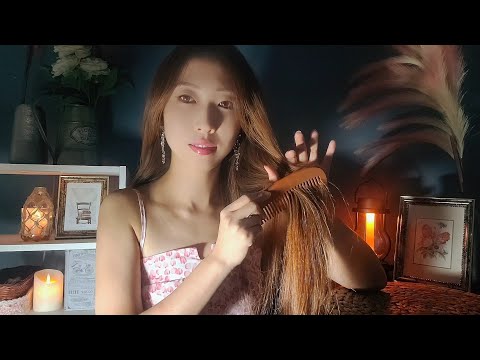 ASMR Sleepy Session🕯Soft Speaking with Hair Brushing, Whispers & Hand movements