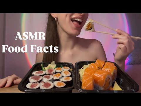 ASMR Whispering Food Facts & Sushi Eating 🍣