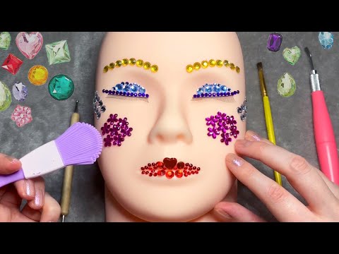 ASMR Rhinestone Makeup on Mannequin (Whispered, Tracing)