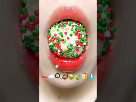 Asmr Eating Emoji Food 🍃🍞🍉 #asmr #mukbang #eatingsounds #satisfying #eating #meoasmr