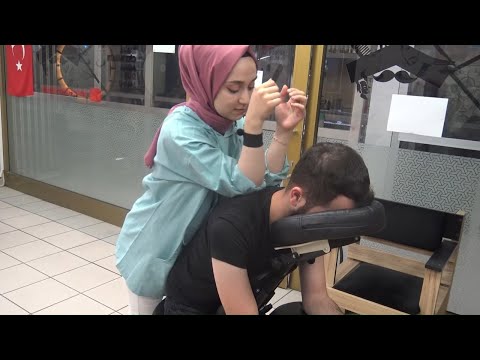 ASMR turkish female physiotherapy chair massage + back,neck,elbow,arm,gripes,palm,sleep massage