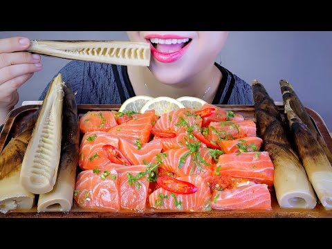 ASMR CÁ HỐI SỐT THÁI - SALMON IN THAI SAUCE, SICHUAN SPICY BAMBOO SHOOTS | LINH ASMR