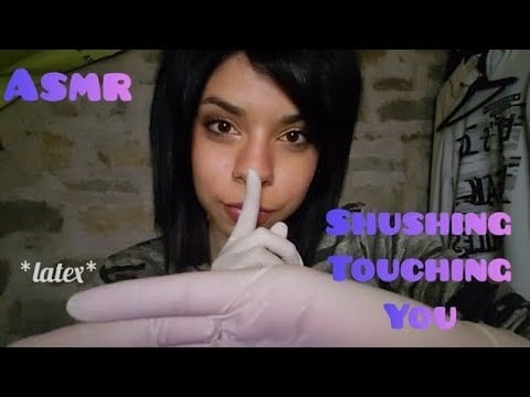 ASMR ◇ Hushing/touching you with latex gloves 💫
