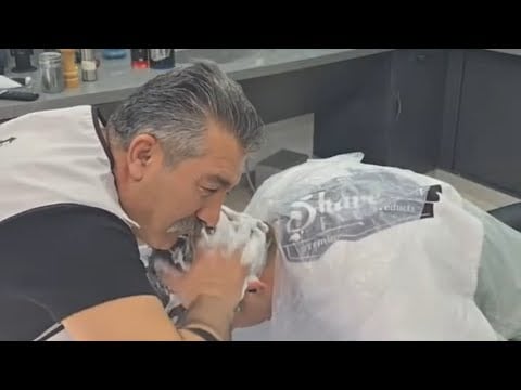 ASMR HAIRCUT AND BEARD SHAVING