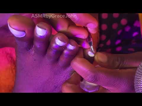 ASMR SLEEP RELAXATION FOOT MASSAGE AND PICKING OF DIRT WITH CLEANING SOOTHING GUM CHEWING FOR SLEEP