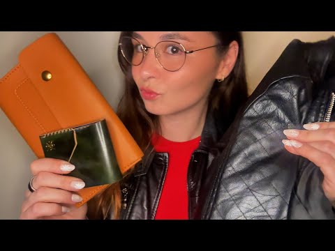 ASMR leather sounds; jackets and wallets 🧥💼✨