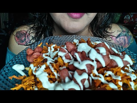 ASMR Come conmigo 😃 chilifries papas con chorizo y pollo delicioso