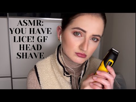 ASMR: YOU HAVE LICE! GIRLFRIEND SHAVES BOYFRIENDS HEAD | Barbershop | Razor Sounds | Kisses