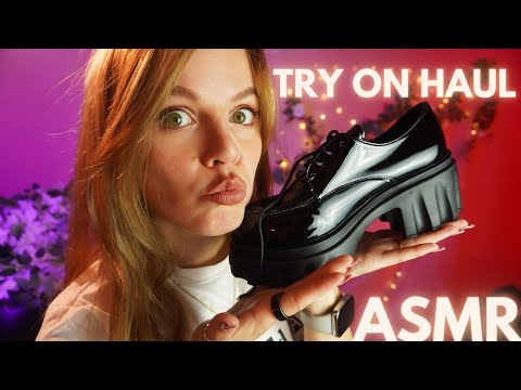 ASMR TRY ON HAUL CLOTHES AND SHOES ear to ear