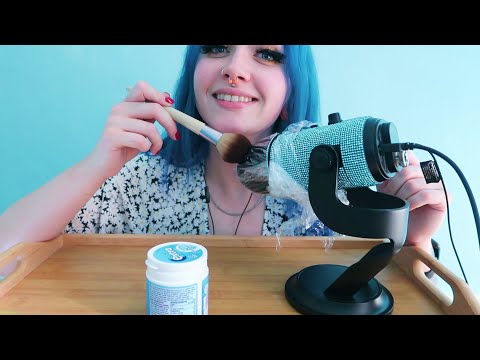 ASMR Chewing Gum Sounds & Crinkly Mic Brushing